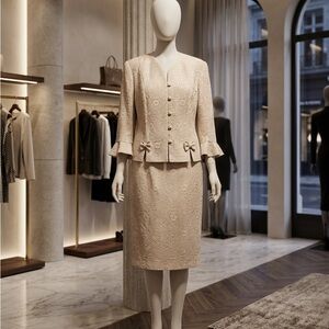 Lady Dorby Elegant Cream Skirt Suit